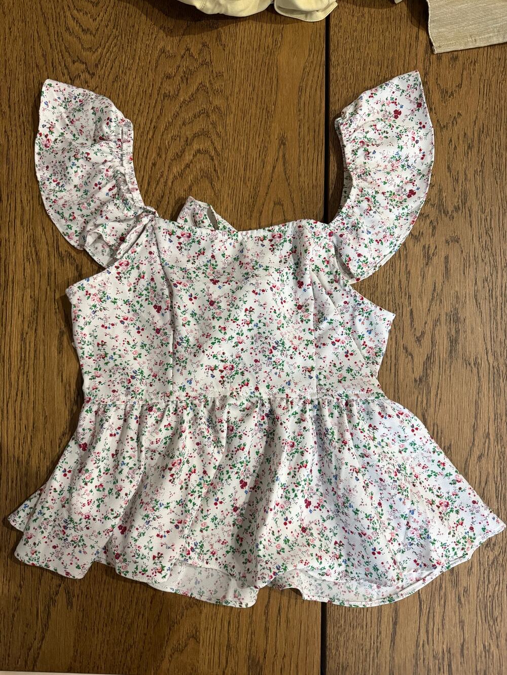Ruffle Strap Tie Front Pink and Red Floral Tank Top